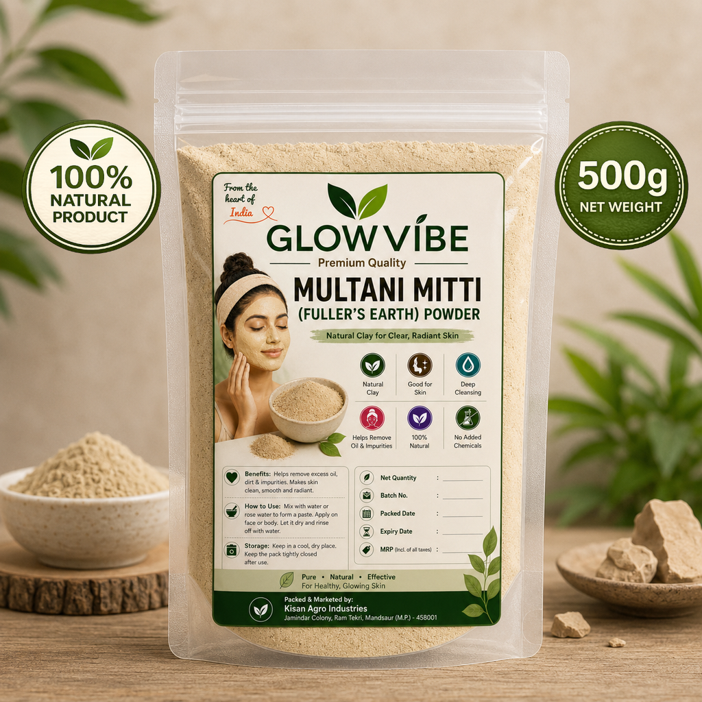 GlowVibe Multani Mitti (Fuller's Earth) Face Pack Powder - 500g (Pack of 1)